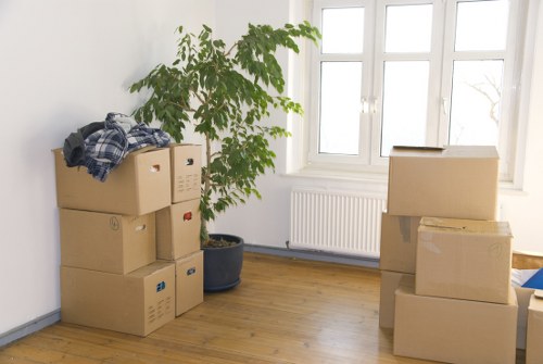 Boxes and household items prepared for South Wimbledon storage pricing quote